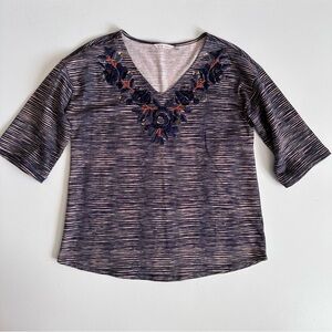 Soft Surroundings Mangata Top Floral Embroidery Size Large